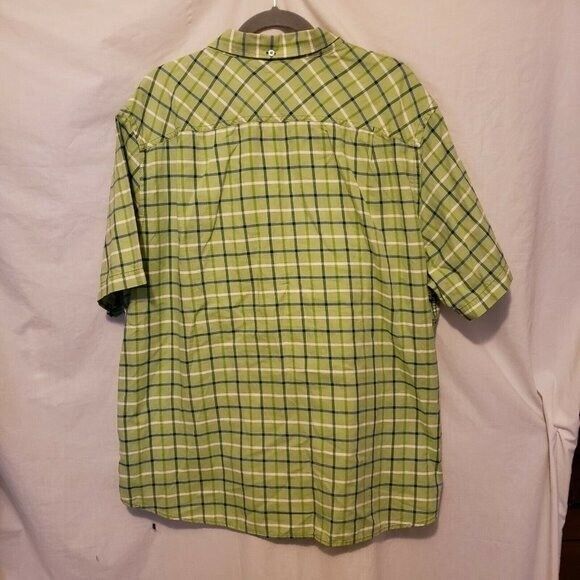 Geoffrey Beene Mens Sz 2XL Green White Plaid Short Sleeve Button Down Shirt - Picture 6 of 9